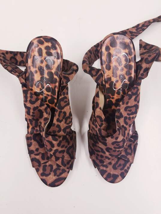 Jessica Simpson Jestella Ankle Wrap Leopard Print Sandal Pump Heels Shoes Size 6.5 M image number 6