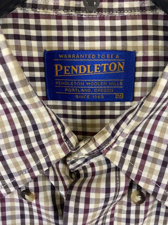 Pendleton Brown Plaid Button Up Shirt M image number 3