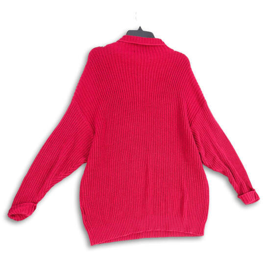 Womens Pink Knitted Long Sleeve Crew Neck Pullover Sweater Size L/XL image number 2