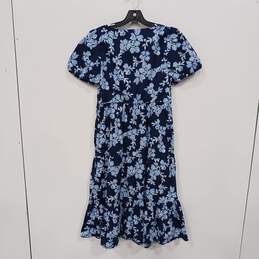 J. Crew Blue Floral Tiered Midi Dress Women's Size 10 alternative image