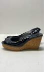 Stuart Weitzman Patent Leather Slingback Wedge Heels Black 10 image number 2