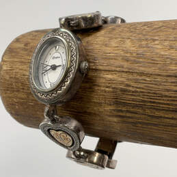 Designer Brighton Silver-Tone Oval Heart Band Analog Dial Quartz Wristwatch