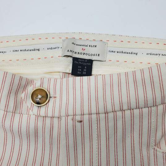 Anthropologie The Essential Slim Striped Cotton Blend Pants Size 6 image number 3