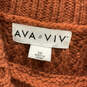 Womens Orange Long Sleeve Mock Neck Cable-Knit Pullover Sweater Size 2X image number 3