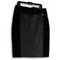 Women Black Elastic Waist Back Slit Pull-On Straight & Pencil Skirt Size XL image number 1
