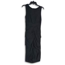 Nicole Miller Womens Black Ruched Round Neck Back Zip Bodycon Dress Size 4 alternative image