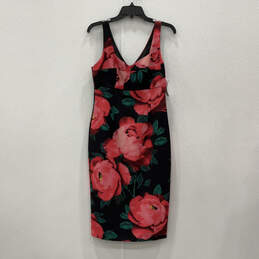 NWT Womens Multicolor Floral V-Neck Sleeveless Back Zip Sheath Dress Size 4