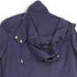Womens Blue Hooded Flap Pockets Long Sleeve Rain Coat Size XS image number 4