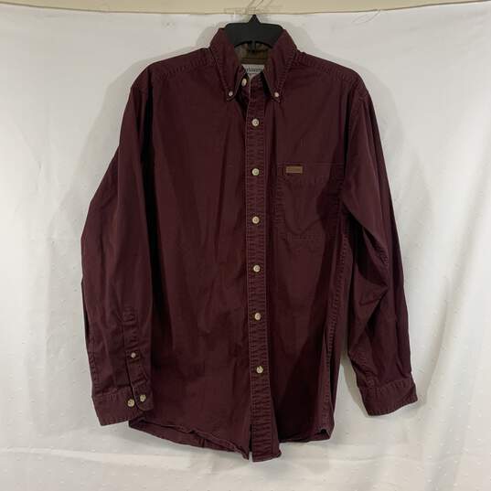 Men's Maroon Carhartt Button-Down Shirt, Sz. S image number 1
