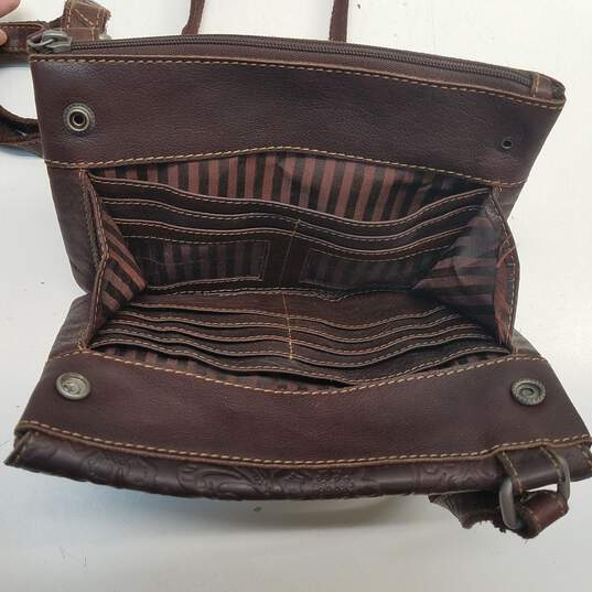 Jack Georges Tooled Leather Flap Crossbody Brown image number 6
