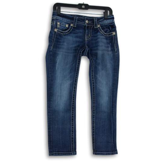 Miss Me Womens Blue Denim Medium Wash 5-Pocket Design Straight Jeans Size 26 image number 1