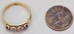 14K Gold Faceted Ruby Aquamarine Tanzanite & Pink Sapphire Split Band Ring 3.8g alternative image