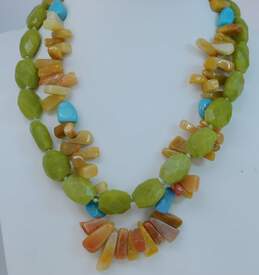 Artisan 925 Turquoise & Orange & Yellow Agate Graduated & Faceted Serpentine Beaded Necklaces Variety 185.2g
