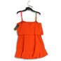 NWT Womens Orange Ruffle Strapless Back Zip Short Mini Dress Size 12 image number 2