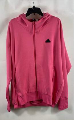 NWT Adidas Mens Pink Long Sleeve Pockets Activewear Full Zip Hoodie Size Large