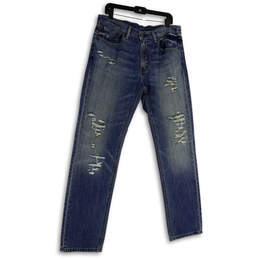 Mens 541 Blue Denim Medium Wash Pockets Distressed Tapered Jeans Size 34x34