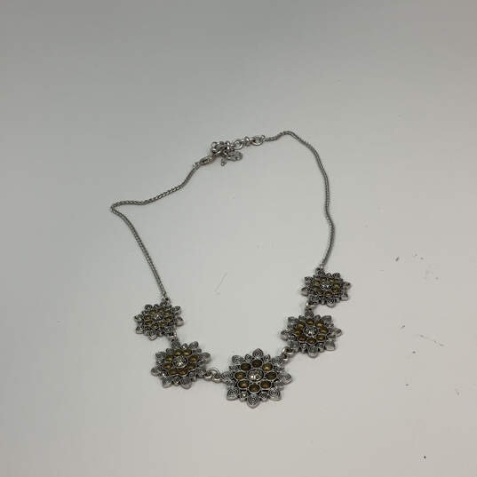Designer Lucky Brand Silver-Tone 5 Flower Filigree Bead Statement Necklace image number 3