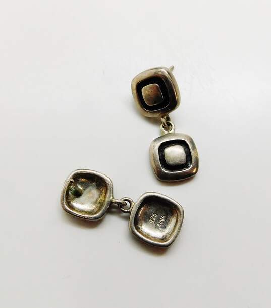Zina 925 Modernist Overlay Squares Linked Drop Post Earrings image number 3