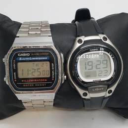 His and Hers Vintage Retro Design Casio Stainless and Rubber Quartz Watch Bundle