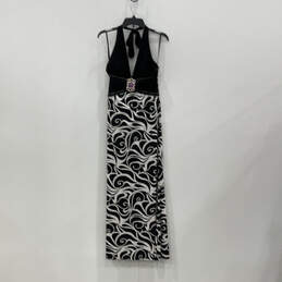 NWT Womens Black white Floral Sleeveless Halter Neck Maxi Dress Size 10