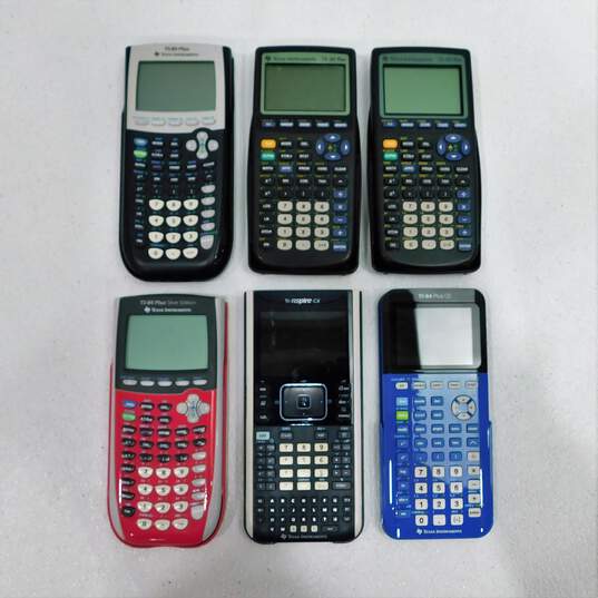 6 Assorted Texas Instruments Graphing Calculators image number 1
