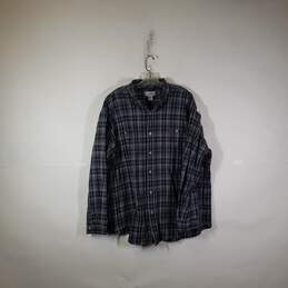 Mens Plaid Cotton Long Sleeve Collared Button-Up Shirt Size 2XL
