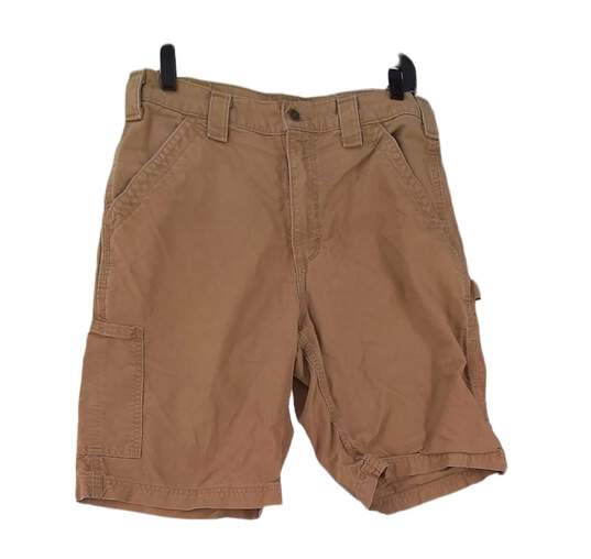 Mens Tan Flat Front Pockets Casual Cargo Shorts Size 32 image number 1