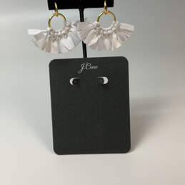 Designer J. Crew Gold-Tone White Fabric Fan Fashionable Drop Earrings alternative image