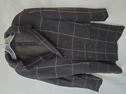 Unisex Wool Plaid Hatchet Coat Brown Sz M/M