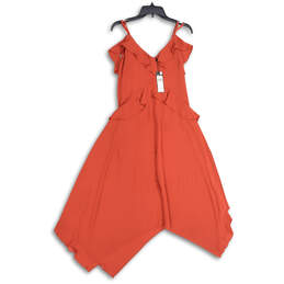 NWT Womens Orange Ruffle Spaghetti Strap Fit & Flare Dress Size XXS alternative image