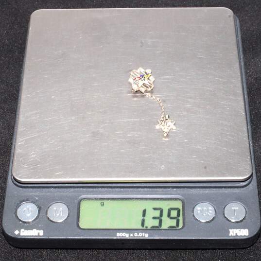 10K White Gold Freemason Eastern Star Pin - 1.39g image number 4