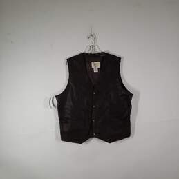 Mens Mid-Length Sleeveless Button Front Motorcycle Vest Size XXL