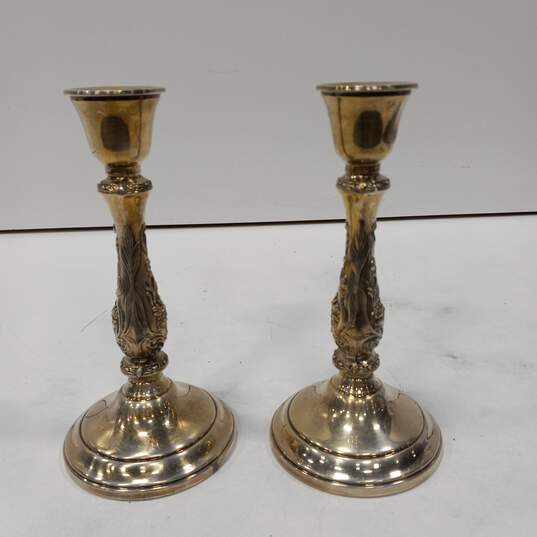PAIR OF SILVERPLATED CANDLE STICKS image number 2
