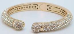 Designer Joan Boyce Swarovski Crystal Pave Rose Gold Plated Hinged Cuff Bangle Bracelet