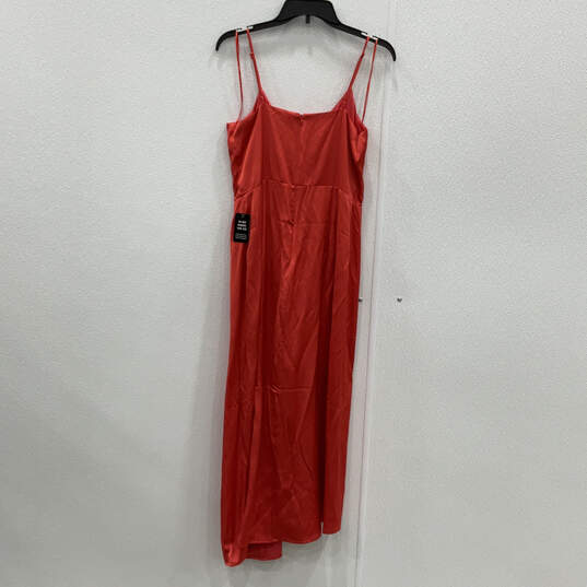 NWT Womens Red Pleated Sleeveless V-Neck Back Zip Maxi Dress Size M image number 2
