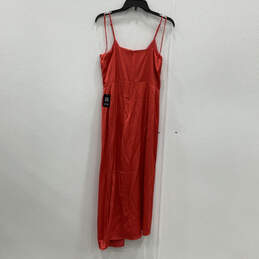 NWT Womens Red Pleated Sleeveless V-Neck Back Zip Maxi Dress Size M alternative image