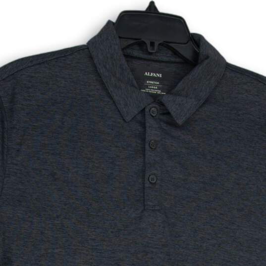 NWT Alfani Mens Gray Space Dye Spread Collar Stretch Polo Shirt Size Large image number 3