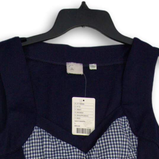 NWT Anthropology Womens Navy Blue Shirred Sweetheart Neck Pullover Blouse Top L image number 3