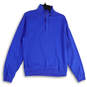 Womens Blue Long Sleeve 1/4 Zip Pockets Pullover Sweatshirt Size Medium image number 1