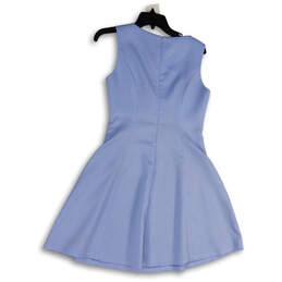 Womens Blue Round Neck Sleeveless Back Zip Knee Length A-Line Dress Size S alternative image
