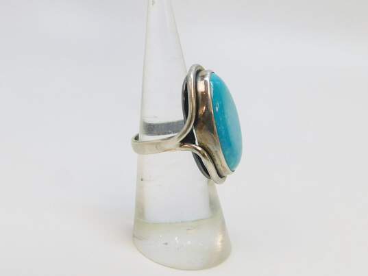 Artisan Sterling Silver Oval Turquoise Ring 9.3g image number 2