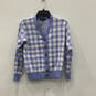 NWT Womens Purple White Plaid V Neck Button Front Cardigan Sweater Size XSP image number 2