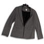 Womens Gray Long Sleeve Shawl Lapel Flap Pocket Single Breasted Blazer Sz 0 image number 1