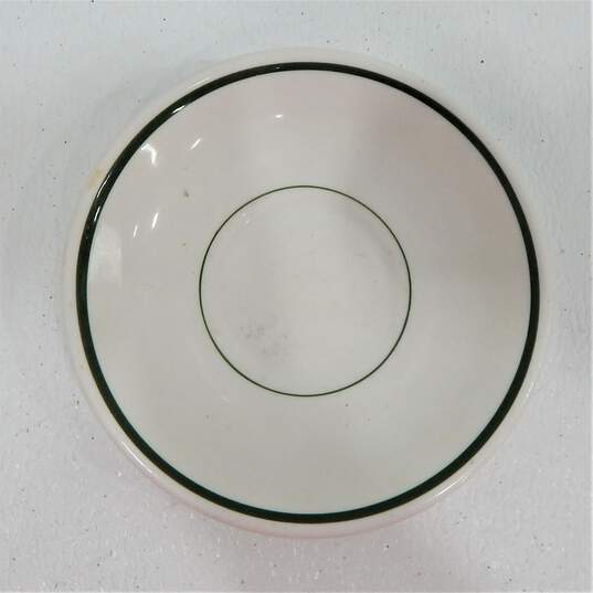 4 Vintage Syracuse China Restaurant Ware Berry Saucer Plates  White Sage Green Stripe image number 4