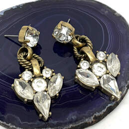 Designer J. Crew Gold-Tone Clear Crystal Leaf Cut Stone Drop Earrings alternative image