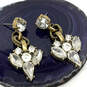 Designer J. Crew Gold-Tone Clear Crystal Leaf Cut Stone Drop Earrings image number 2
