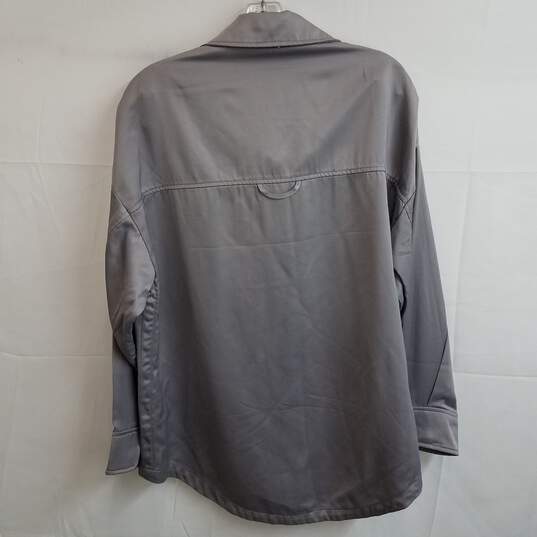 Zara gray satin oversized button up blouse S nwt image number 2