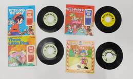 Mixed Lot Of Children's 45 RPM Records & Books w/ Case 1970's alternative image