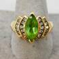 14K Yellow Gold Marquise Cut Peridot & Diamond Accent Ring 5.8g image number 2