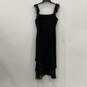 Womens Black Ruffled Strap Square Neck Layered Hem Sheath Dress Size 12 image number 1